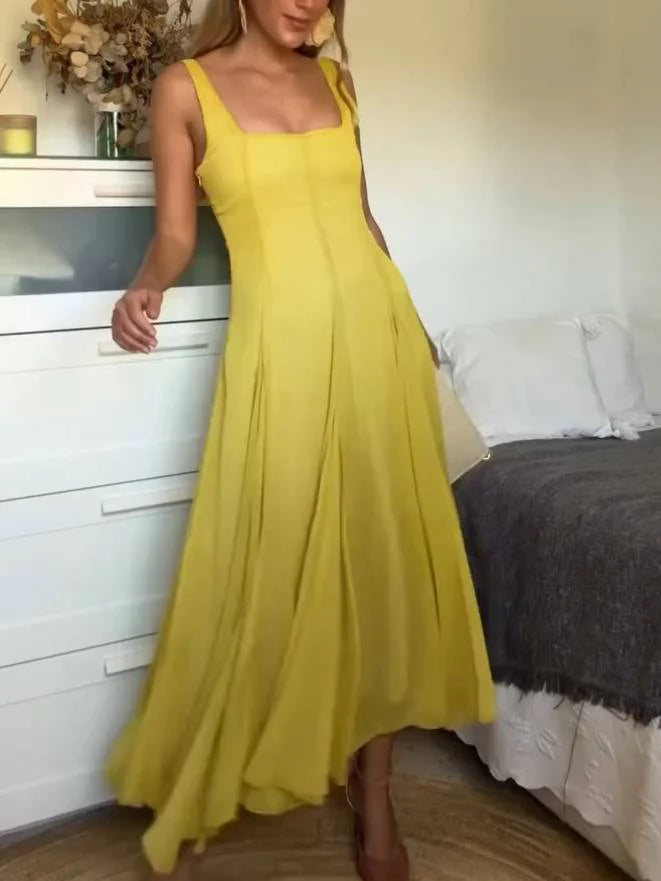 Vestido de Tirantes con Escote Cuadrado