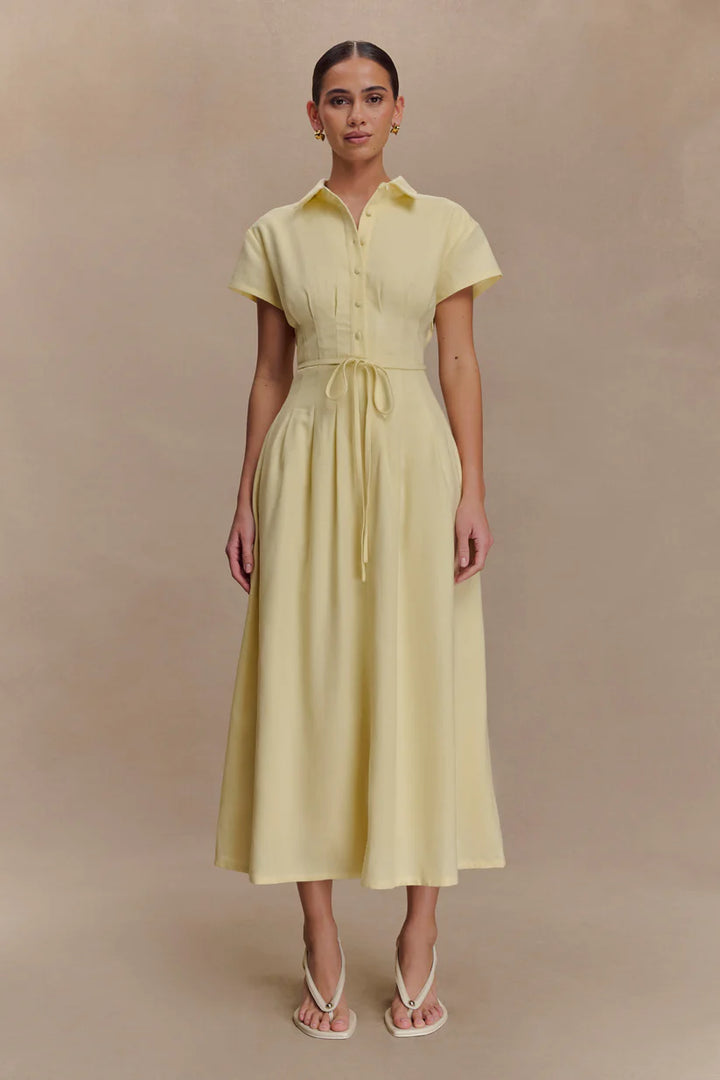 Vestido Midi de Lino con Botones