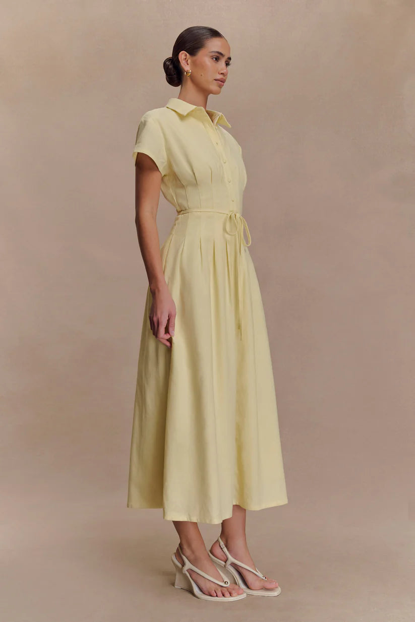 Vestido Midi de Lino con Botones