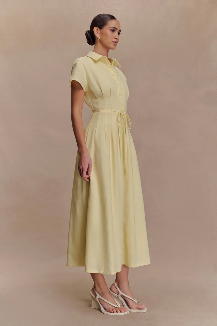 Vestido Midi de Lino con Botones