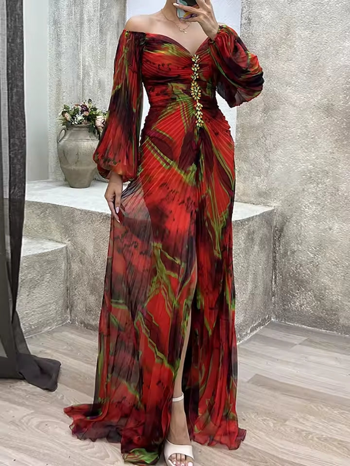 ✨Elegancia Silueta-Fina - Vestido largo de manga larga✨