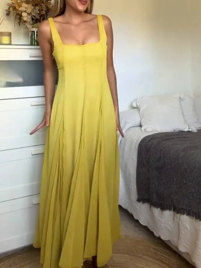 Vestido de Tirantes con Escote Cuadrado