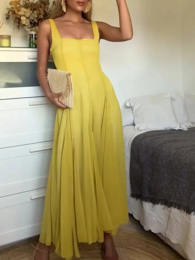 Vestido de Tirantes con Escote Cuadrado