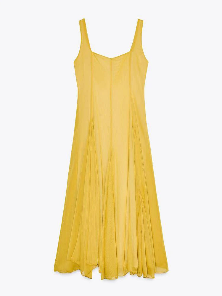 Vestido de Tirantes con Escote Cuadrado