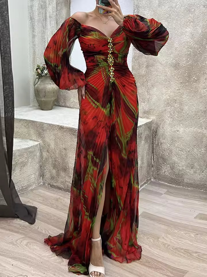 ✨Elegancia Silueta-Fina - Vestido largo de manga larga✨