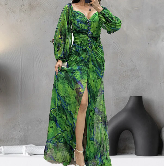 ✨Elegancia Silueta-Fina - Vestido largo de manga larga✨