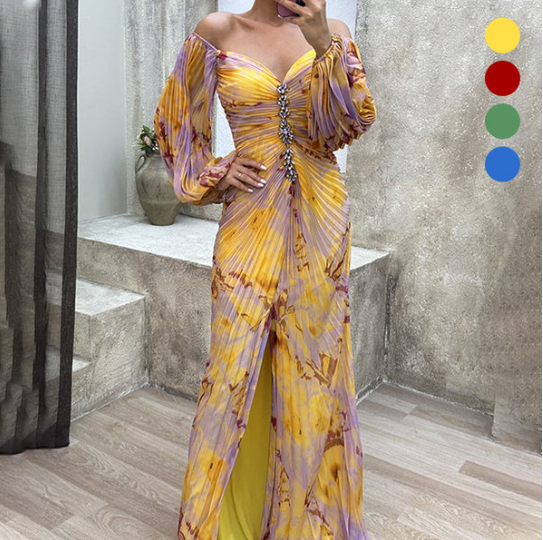✨Elegancia Silueta-Fina - Vestido largo de manga larga✨