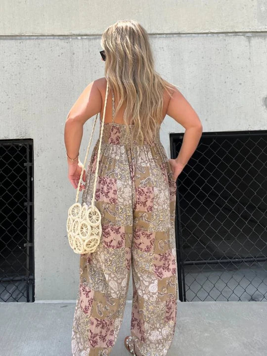 Cristina - Mono Casual con Estampado de Retales