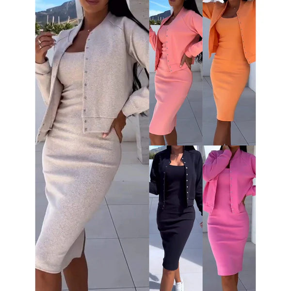 Conjunto Vestido de tirantes finos y chaqueta