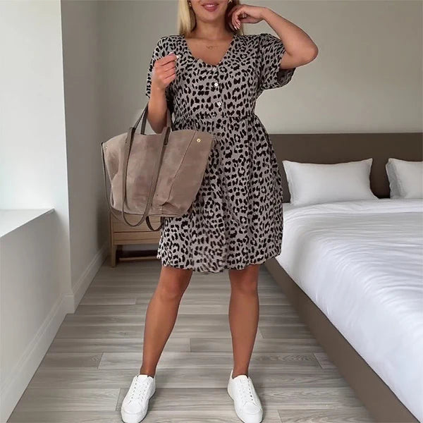 Vestido Corto Estampado Leopardo