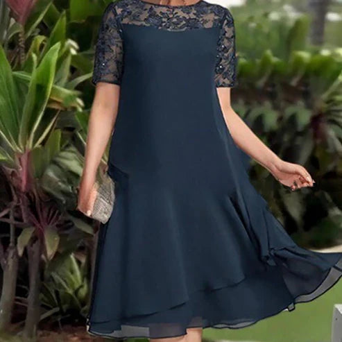 Vestido Midi de Malla en Capas de Mujer