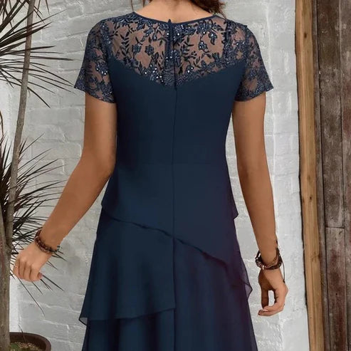 Vestido Midi de Malla en Capas de Mujer