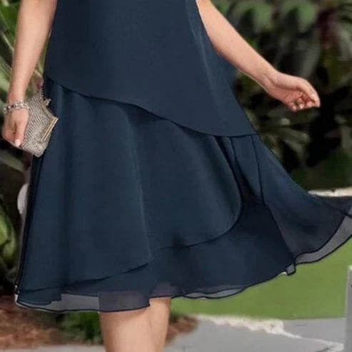 Vestido Midi de Malla en Capas de Mujer
